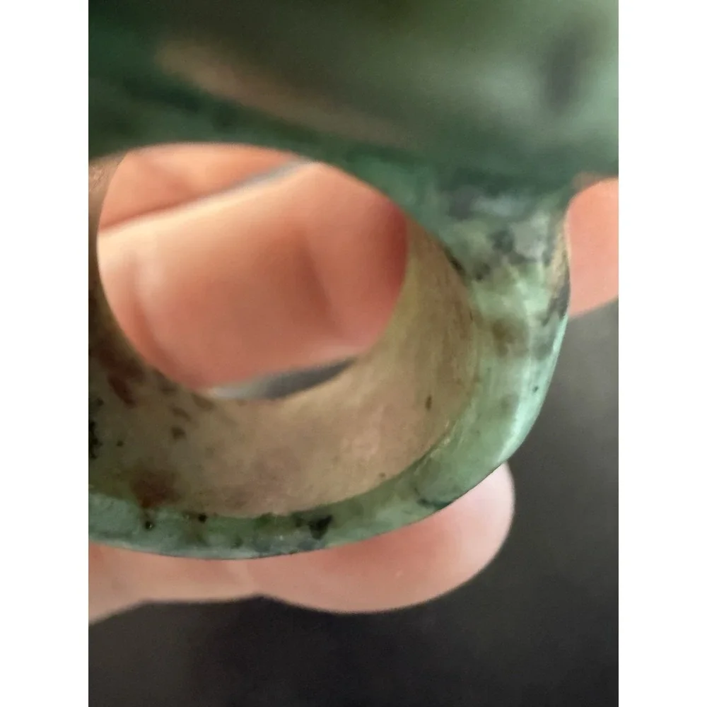 Vintage Natural Variscite Rhinestone Halo Statement Ring Size 6.5